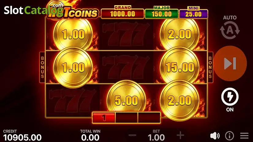 Hot Coins Hold and Win bonus screen